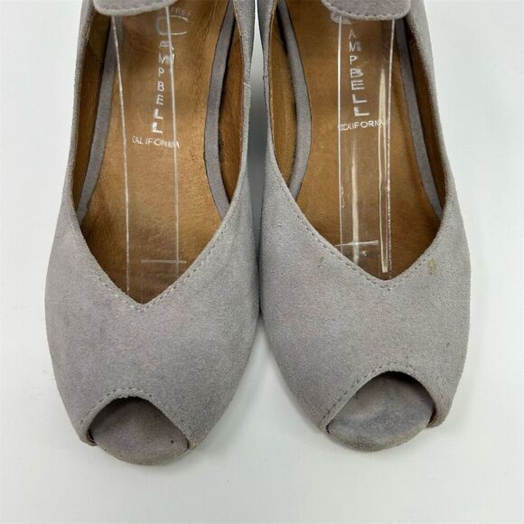 Jeffrey Campbell Women's Light Gray Peep Toe Wedge Heels Size 6 Classic Summer - Picture 5 of 15